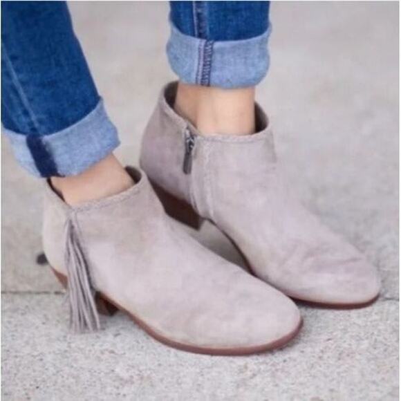 Sam Edelman Paige Fringe Ankle Booties Taupe Suede boots size 6 - Picture 6 of 12